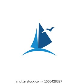 simple boat and sea logo