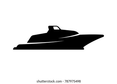 Simple boat silhouette on white background.
