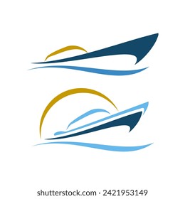 Simple boat silhouette style flat vector logo design element