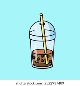 Simple Boba or Bubble Tea vector Illustration