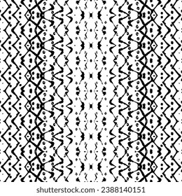 Simple Patrón Bohemio. Tejido de tinta negra. Batik De Mano Sin Marea. Patrón de arte Doodle. Repetición De Arte Sin Maravillas. Batik Oscuro étnico. Vector nativo negro. Dark Tribal Doodle. Geometría geográfica nativa.