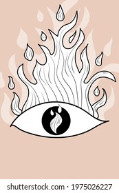 Simple Boho Abstract Devil Eye in Minimal Linear Style Astrological Mystifical Sacred Talismans for Tattoo Boho Poster