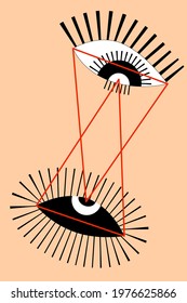 Simple Boho Abstract Geometric Eye in Minimal Linear Style Astrological Mystical Sacred Talismans for Tattoo Boho Poster