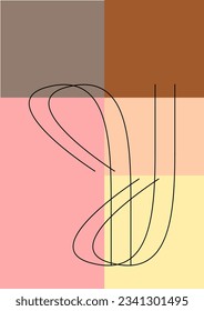 Diseño artístico boho simple de tapices, carteles, pancartas, impresiones o cubiertas. Líneas básicas, colores relajantes, formas geométricas simples. Conjunto de ilustraciones vectoriales planas. Diseño artístico e ilustración vectorizada