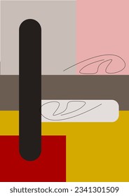 Simple Boho art design of wallpapers, posters, banners, prints or covers. Basic lines, calming colors, simple geometric shapes. Set of flat vector illustrations. Art design and vectorized illustration