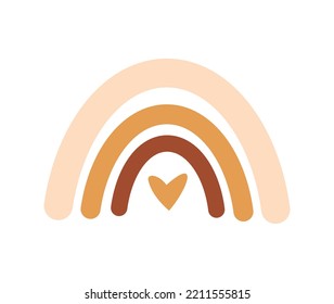 Simple boho rainbow Svg. Hand drawn modern rainbow with heart vector illustration isolated on white background. Perfect for bohemian nursery decoration, baby textile print, kids t-shirt design