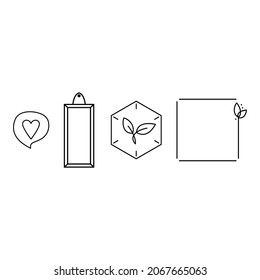 Simple boho style vector illustration set. Isolated on white background.