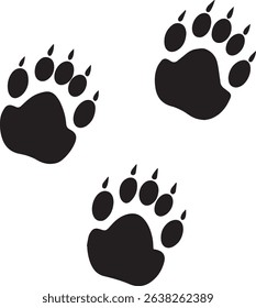 Simple, bold black bear paw prints isolated on a crisp white background.