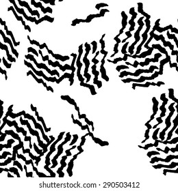 Simple bold black hand drawn seamless pattern