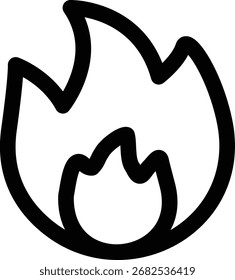 Simple negrita icono negro de una llama ardiente