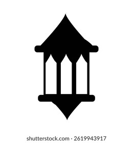 A simple, bold black icon of a Ramadan lantern, perfect for web or print design related to Islamic holidays.