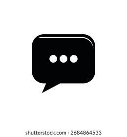 Ein einfaches, fettgedrucktes schwarzes Symbol, das eine Sprechblase mit drei weißen Punkten im Inneren darstellt und auf eine laufende Kommunikation oder Eingabe hinweist.