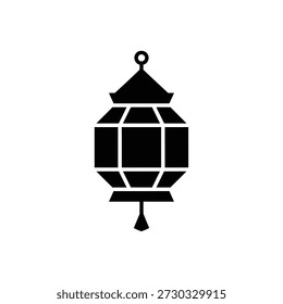 Um ícone preto simples e arrojado de uma lanterna chinesa tradicional, perfeito para decorações festivas e temas culturais. Limpar arte vetorial.