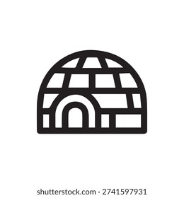 A simple and bold black line icon of an igloo or snow house. This vector graphic is perfect for winter themes, arctic designs, and UI elements.