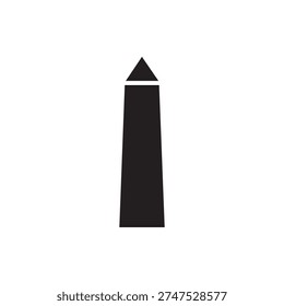 A simple and bold black obelisk icon on a white background. This minimalist vector graphic is perfect for logos, websites, and historical themes.