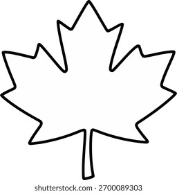 Un contorno negro simple y audaz de una hoja de arce clásica, que simboliza Canadá y el otoño.