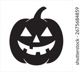 A simple, bold black silhouette of a carved Halloween jack-o