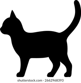 Una silueta negra simple y audaz de un gato en un estilo limpio e icónico. Perfecto para el Diseño gráfico y la marca.