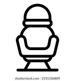 Simple, bold, black and white line art icon of a rocking chair with a headrest, perfect for representing furniture and relaxation