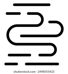 Simple and bold black wind lines icon representing airflow and meteorology