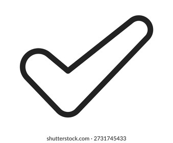 Um símbolo de marca de verificação simples e em negrito em um design minimalista, perfeito para indicar conclusão ou aprovação.