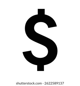 Simple bold dollar sign silhouette, Dollar sign symbol for finance graphics