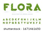 simple bold green leaves textured natural font realistic garden letters set business logo design template bundle plant tree summer nature grass real farm vine isolated spring abstract foliage natural