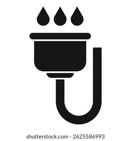 Simple, bold icon illustrating the concept of drainage and water flow in a plumbing system