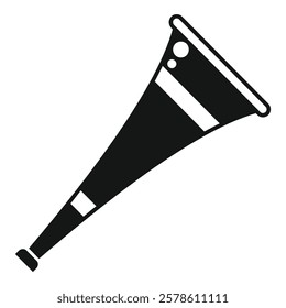 Simple and bold icon of a vuvuzela, perfect for representing fan culture, sporting events, and cheering crowds