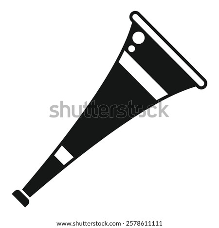 Simple and bold icon of a vuvuzela, perfect for representing fan culture, sporting events, and cheering crowds