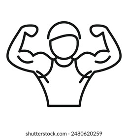 Simple, bold icon of a weightlifter showing his strength, flexing his biceps