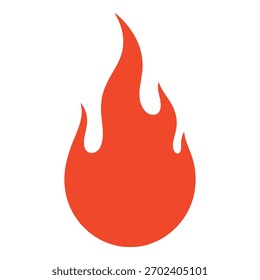 Una ilustración simple y atrevida de una llama estilizada en colores rojo y naranja brillantes.
