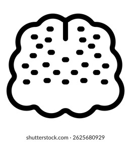 Simple and bold line art icon of a human brain symbolizing thinking, memory, and cognitive function