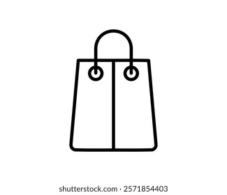 Simple, bold line art illustration of a shopping bag. Perfect for websites, apps, or presentations needing a clean, modern aesthetic for ecommerce, retail, or shopping themes.