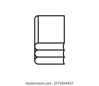 Simple, bold line art illustration of three books stacked. Perfect for educational websites, book club logos, or library designs.  Clean, minimalist style ensures versatility.