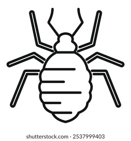 Simple bold line art vector icon representing a colorado potato beetle larva spreading its legs