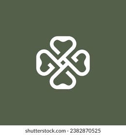 Simple bold line Clover logo design template. Vector illustration