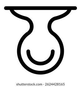 Simple, bold line icon of a chemistry flask representing a successful experiment