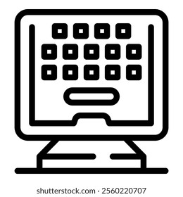Simple, bold line icon of a computer screen displaying a password entry interface