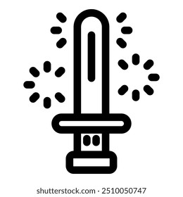 Simple, bold line icon of a magic staff surrounded by sparkles, perfect for fantasy games and projects