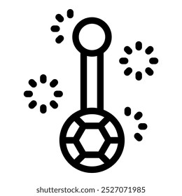 Simple bold line icon of a soccer ball trophy with fireworks exploding in the background, perfect for sports related designs