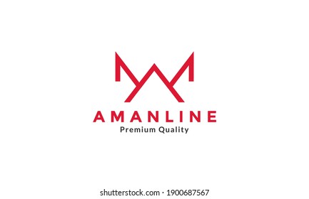 simple bold line letter AM or MA logo symbol icon vector graphic design 