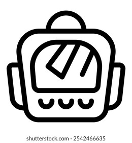 Simple, bold lined icon of a bread toaster, perfect for representing breakfast preparation or kitchen appliances