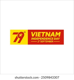 79. Vietnam Independence Day, Vietnamesischer Nationaltag Logo Vektor mit ikonischem Stern, Vietnam 2 tháng 9 Vietnam, 2. September 2024