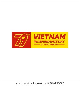 79 Jahre Vietnam Independence Day 2. September 2024, Vietnamesischer Nationalfeiertag, Happy 79. Vietnamesischer Independence Day sep 2. Logo-Vektor für Banner, Karte oder Social Media