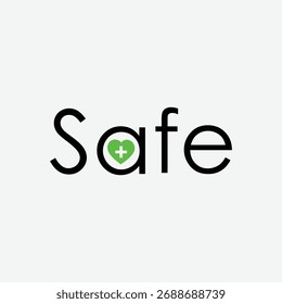 Design simples e arrojado do logotipo "SAFE" simbolizando segurança, confiança e proteção. Ideal para aplicativos de segurança, empresas tecnológicas ou marcas que promovem a confiabilidade e ambientes seguros.
