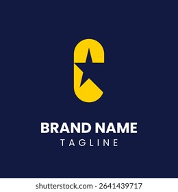 Simple and bold logo with the letter C and a classic star. Ideal for branding that values clarity, modern appeal, and a touch of creative sparkle.
