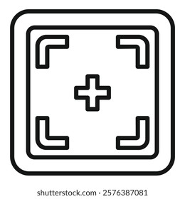 Simple, bold medical crosshair icon representing precise healthcare targeting and focus on patient well being 