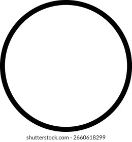 Einfache, fette Kontur eines schwarzen Kreises auf weißem Hintergrund. Symbol für leere Optionen für Formulare oder Entwurfselemente.