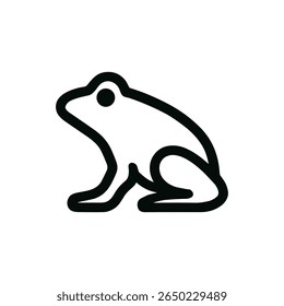 Simple Bold Outline Frog Silhouette, Minimalist Amphibian Shape Icon